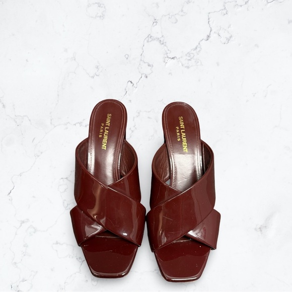 Saint Laurent Loulou 70 Mule Sandals Burgundy - Picture 4 of 10